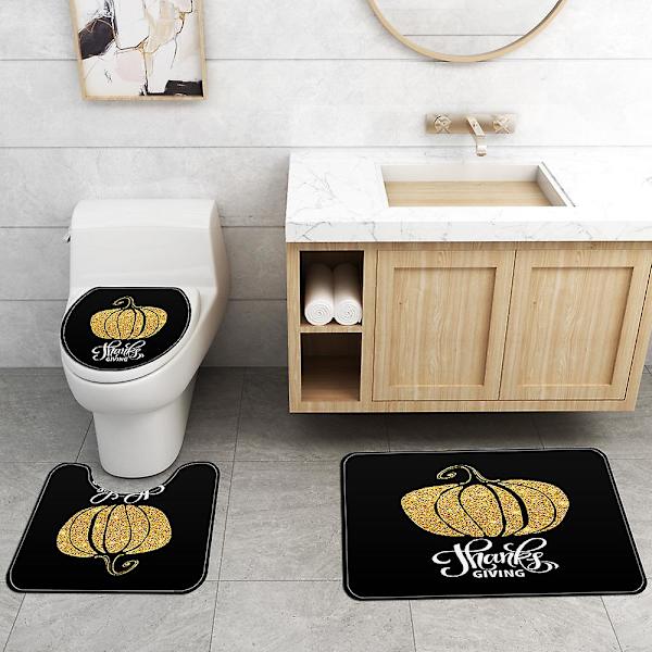 4st Thanksgiving Pumpkin Print Matta Golvmatta Duschdraperi