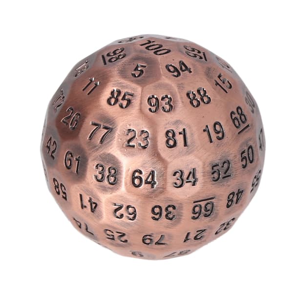 Polyhedral tärningar i metall 100 sidor Tunga ljusa färger Rollspel Polyhedral tärningar Koppar