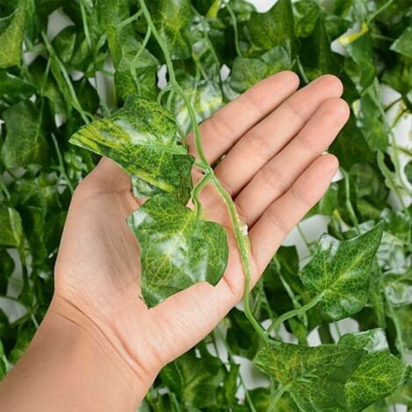 12stk*2m eføy kunstig plante utendørs falsk eføy kunstig løvblad krans hjemmeinnredning for bryllup Balkong Kjøkken Ga