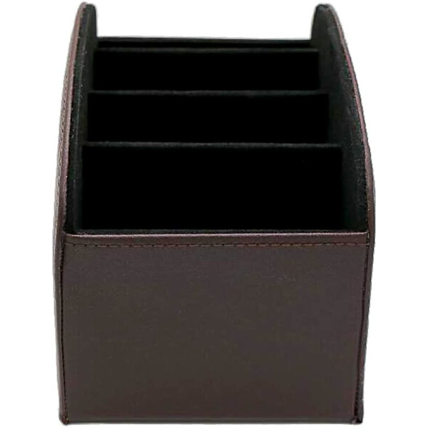 Retro Leather Series Vardagsrum Kontor Fjärrkontroll Box Finishing Desktop förvaringsbox (brun)