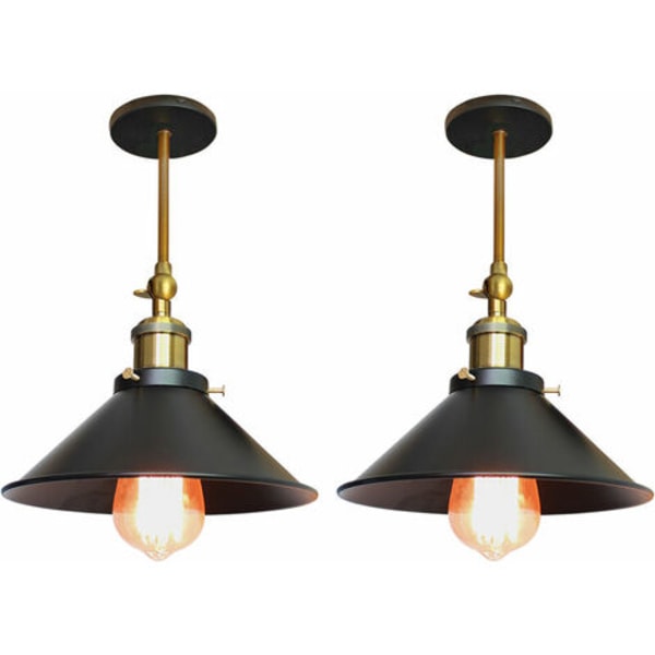 Sæt med 2 Retro industrielt loftslys Paraplyhat i metalstil 22 cm Pendellampe, lampe Væglampebelysning E