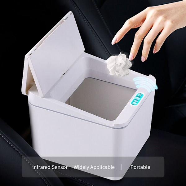 Smart induktionsspand til opbevaring af biler til kontoraffald (4L hvid (batteriversion))