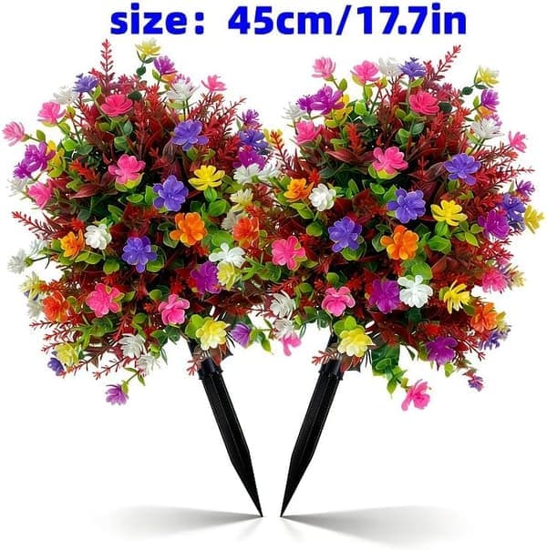Kunstige udendørsblomster – UV-bestandig plastbuket med vilde blomster til have og mindested