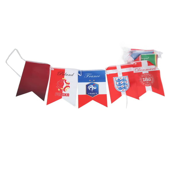 VM-flagg med snor 2022 - 32 lag - 20x28cm