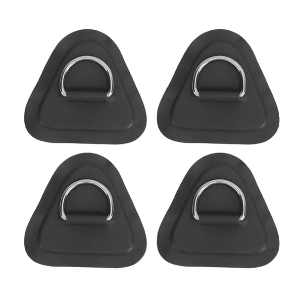 4 stk. D-ring patch rustfrit stål D-ring pad til oppustelig båd surfbræt jolle paddle board sort