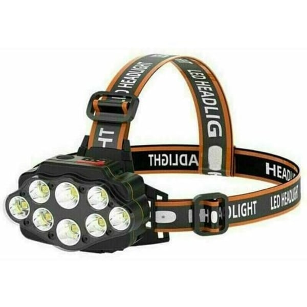 Pannlampa, 8 LED-lumen USB -laddningsbar LED-huvudlampa, kraftfulla vattentäta huvudfacklor för camping, cykling, klättring,