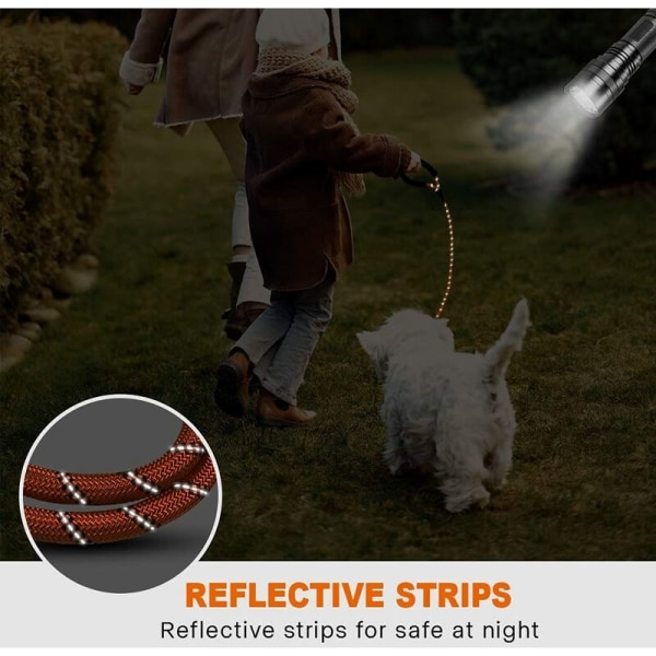 Rephundkoppel, hundkoppel i nylon med mjukt vadderat handtag och reflekterande trådar för valp och liten hund, 150 cm x 1,2 cm, O