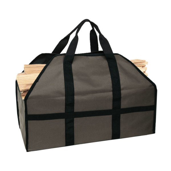 Stor bærbar lærredstaske Logging BBQ Brændebæretaske Campingovn opbevaringstaske - Khaki 61x29x41,5cm