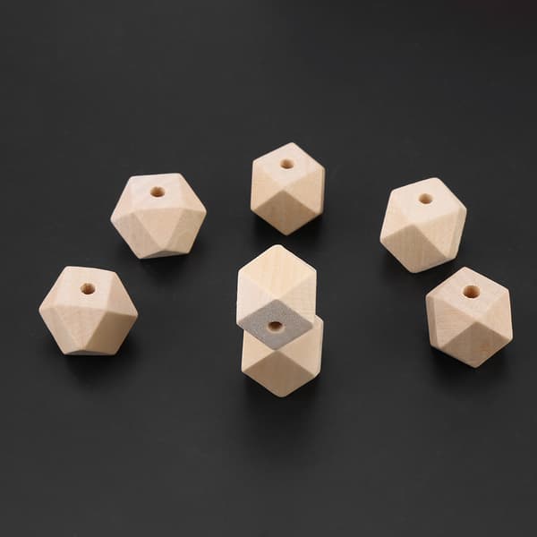 20 mm træperler, ubehandlede, 50 stk., gør-det-selv, geometriske polyeder-tilbehør