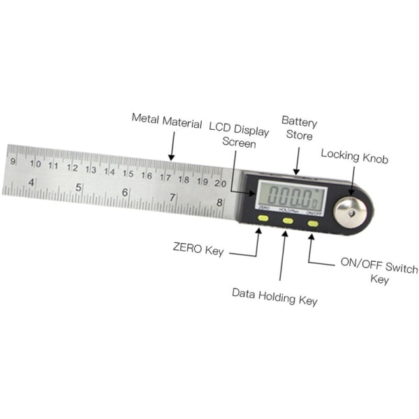 (200 mm vinkellinjal) Elektronisk digital visningsvinkellinjal