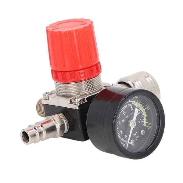 Europeisk Luftkompressor Trykkregulator 4 Hull 0 til 180 PSI med Måler