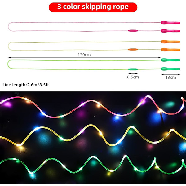 2st LED lyser upp hopprep med justerbar längd