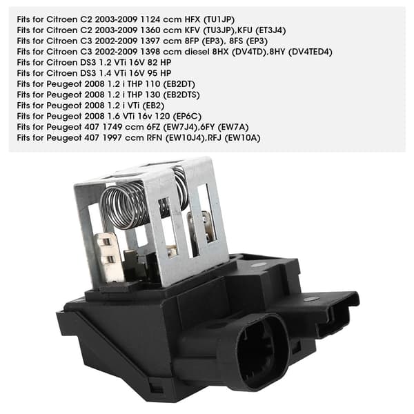 Køleventilator Motor Relæmodstand 9662872380 Erstatning Citroen C2