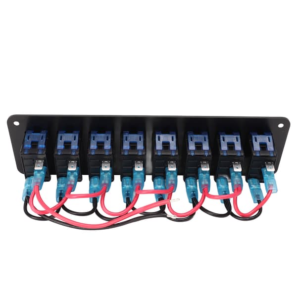 8 Gang Rocker Switch Panel 12V til 24V Legering Blå LED Toggle til Bil RV Motorcykel Bus UTV