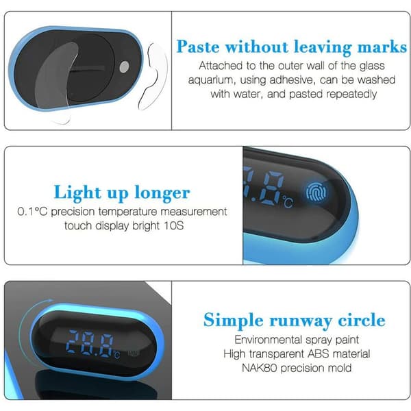 Akvarietermometer, Digital vandtermometer til akvarium, LED-displaytermometer til akvarium, terrarium og vivarium[ht]