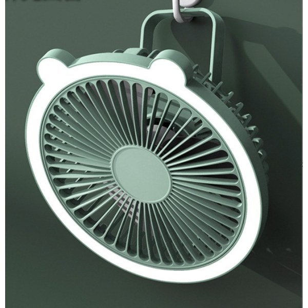 Bærbar foldebord USB-bordlampe Vægmonteret loftsventilator Mini sovesal blæser (Matcha Green opladningsmodel uden lys)