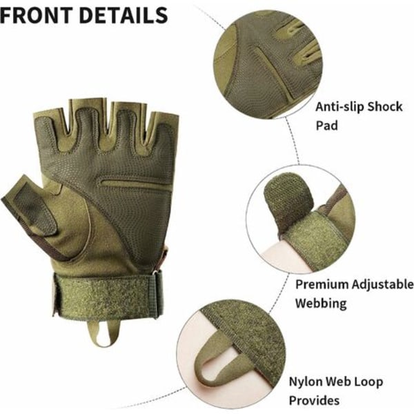 Huntvp Tactical Half Finger Gloves Herr Dam utomhussport för strid, militär, motorcykel, paintball, kamouflage, XL