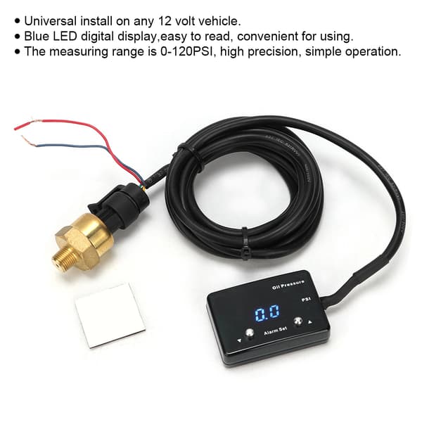 1/8 tommer NPT Billet Trykmåler System Tester 0-120 PSI Digital Måler med Sensor Blåt Lys