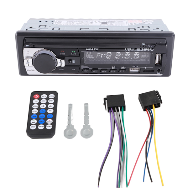 Kaksi USB-liitäntää oleva auton FM-radio Bluetooth-puhelutoiminnoilla ja häviöttömän MP3-musiikkisoittimen