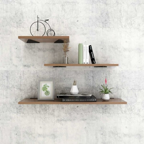 Osynligt metalllaminatstöd, triangulär stödram på väggen (triangulär planka 14cm2st (för plankbredd 15) svart),