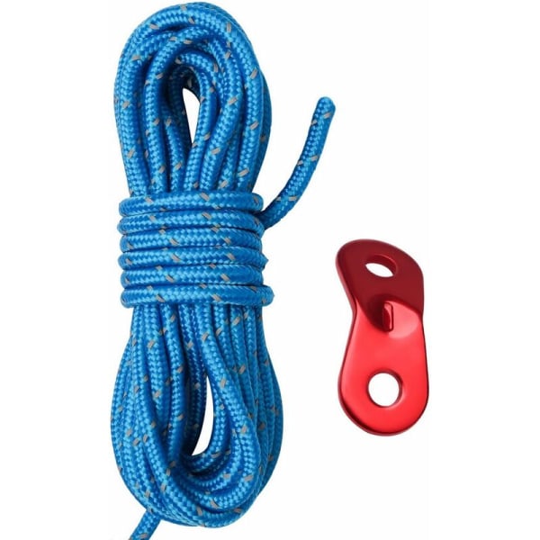 Blå 4m x 4 mesh väska utomhus camping tält rep 4 mm tjockt rep reflekterande rep set