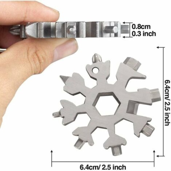 Snowflake Multi-Tool 18 i 1 bærbart rustfritt stål Allmektig verktøy for daglige reiser Camping Adventure Portable Multi-Fu