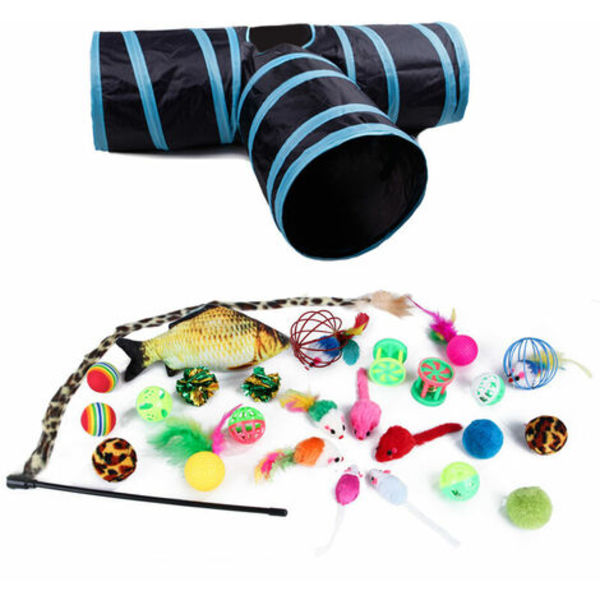Interaktiivinen kissanlelu 27 Pack Kitten Cat Lelut Erilaisia ​​leluja, mukaan lukien Fluffy Teaser Feather Kala Hiiren ryppypallot Tunne