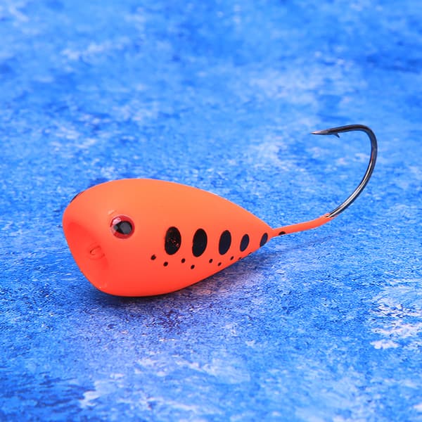 Isfiskedrag Popper Hard kunstig eggvevbete Single Sharp Hook Tackle18