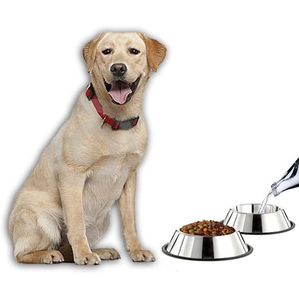 Hundeskål i rustfrit stål med gummibase til små/mellemstore/store hunde, foder til kæledyr og vandskål, perfekt valg (2 pakke)