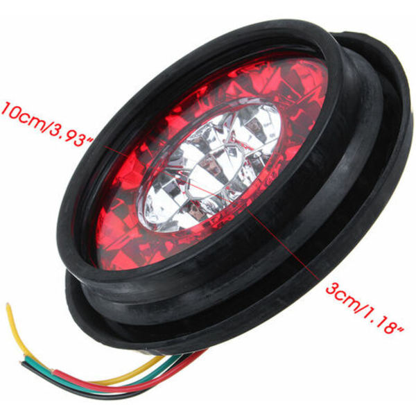 2kpl 12V suuntavilkku 16LED jarrukatkaisin pyöreä takavalo kuorma-auton perävaunuun (valkoinen+punainen)