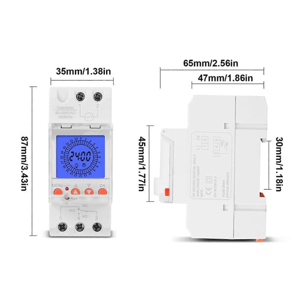 Digital LCD-skærm 24 timers elektronisk ur 85-265V timer programmerbar intelligent analog timer-switch med 15 minutters interval [ht]