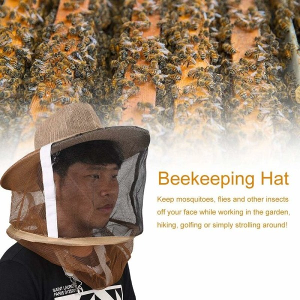 Cowboy Bee Hat Anti-Bee Hat Mehiläishoitajan suojahattu Kestävä puutarhamehiläishoitajan hattu