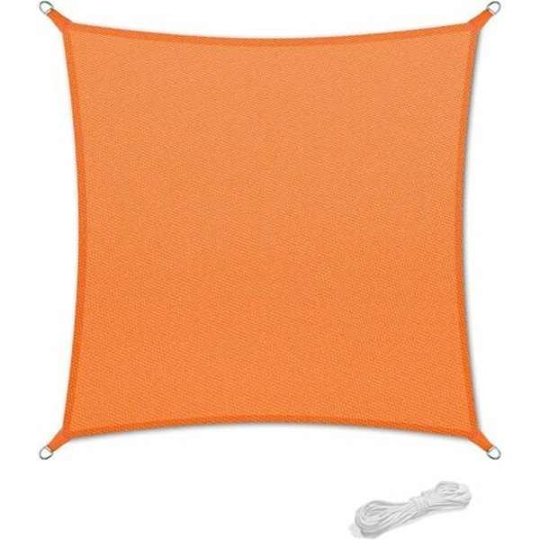 Skuggsegel 2x2m vattentät markiskapell för uteplats & däck Trädgårdssolskydd 90 % UV-skydd med gratis rep Orange Square