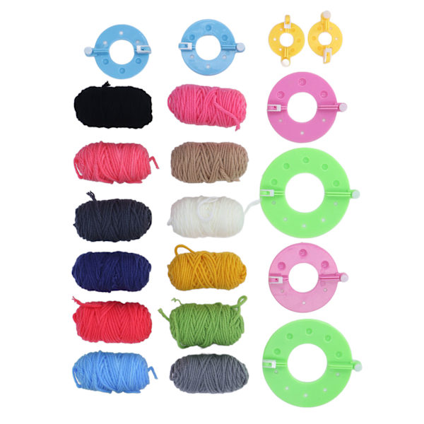 Pom Pom Maker Set: Inkluderer 4 størrelser for enkel håndverk med 12 farget garn - Ideell for DIY-prosjekter