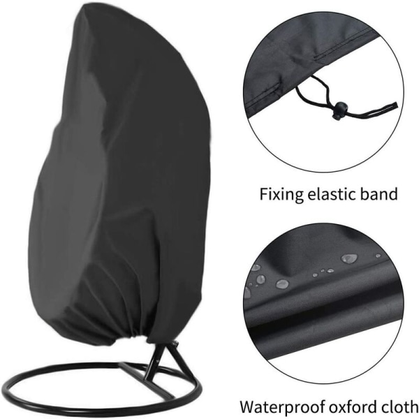 Husholdnings hængende kurvedæksel 210D Oxford tøjgyngebetræk (sort enkelt 115*190 cm)