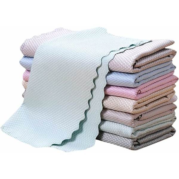 Set med 10 mikrofiberdukar för fiskfjäll, 30 x 40 cm, för rengöring: tallrikar, glas, rostfritt stål, bilfönster