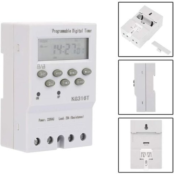 KG316T 220V Mikrocomputer-tidskontakt Digital timer-afbryder Mikrocomputer-tidsstyring Automatisk program Digital