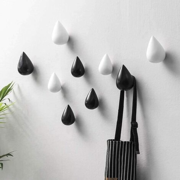 7 set Creative Teardrop Coat Hook Hook Seinäkoristelu Moderni sisustus, valkoinen