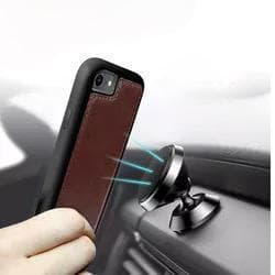 [HT]Plånboksfodral 'iPhone 14 Pro' i läder med stark magnet avtagbar Brown brown