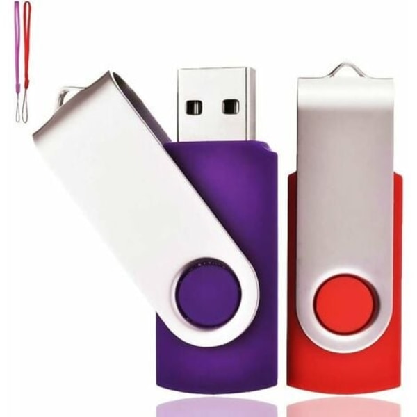 2-pak USB-flashdrev 32GB USB 2.0-flashhukommelsesdrev Drejeligt USB-flashdrev med ledninger God gave til børneforældre og