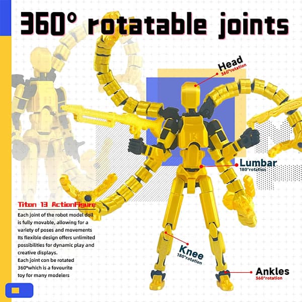 Ferdigmontert 18,3 cm T13 Actionfigur 3D-printet Multi-ed A6[ht] A6