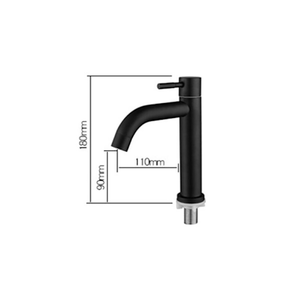 Black Elbow 304 rustfritt stål malt enkelt kaldtvannskran Baderomsvaskkran, rustfritt stål enkeltvaskkran,