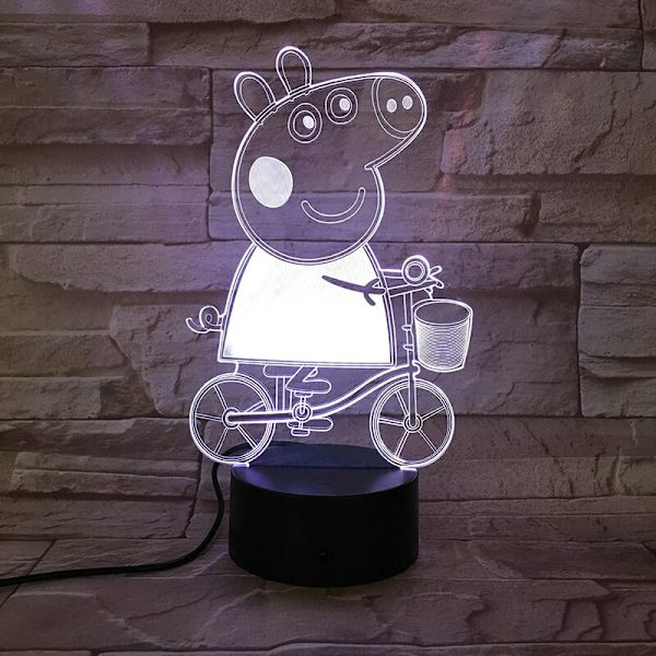 Peppa Pig färgglad touch + USB + 3d liten bordslampa vision kreativ nattlampa Alla hjärtans dag presentlampa, för att leva