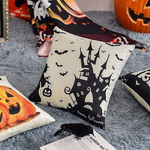 4 stk Halloween gresskar putetrekk for sovesofa bil