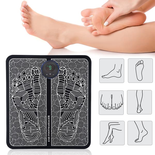 USB Genopladelig Mikrostrøm Fodmassage Måtte 6 Tilstande 9 Intensitet Niveauer