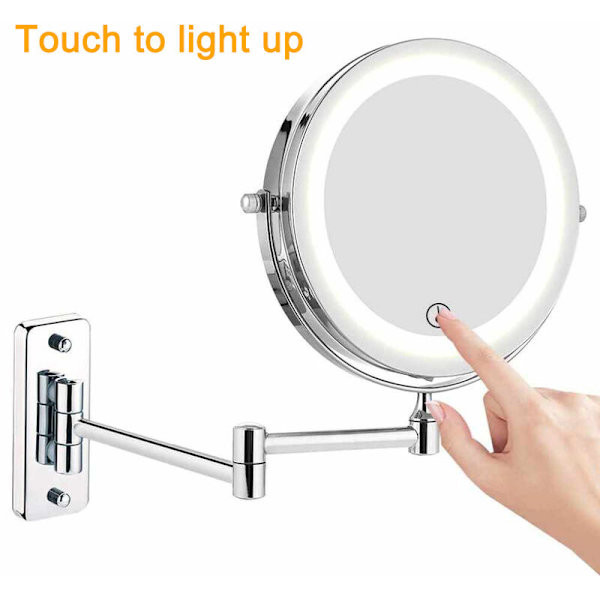Blank silver 7 tum rund botten LED touch rocker light spegel badrumsspegel smart touch dimbar spegel,
