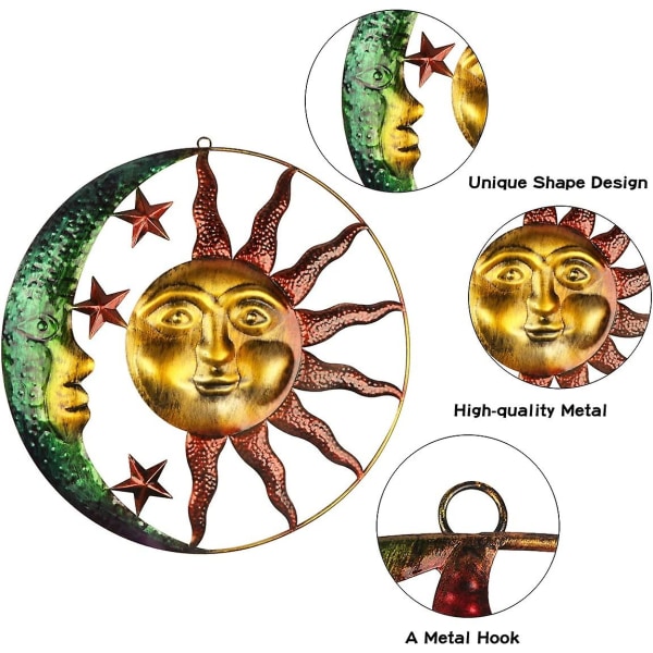 Dekorativ konst av metall solen och månen vägg