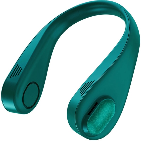 Mini 3-växlad Silent Leafless hängande halsfläkt för bärbar utomhussport (grön)