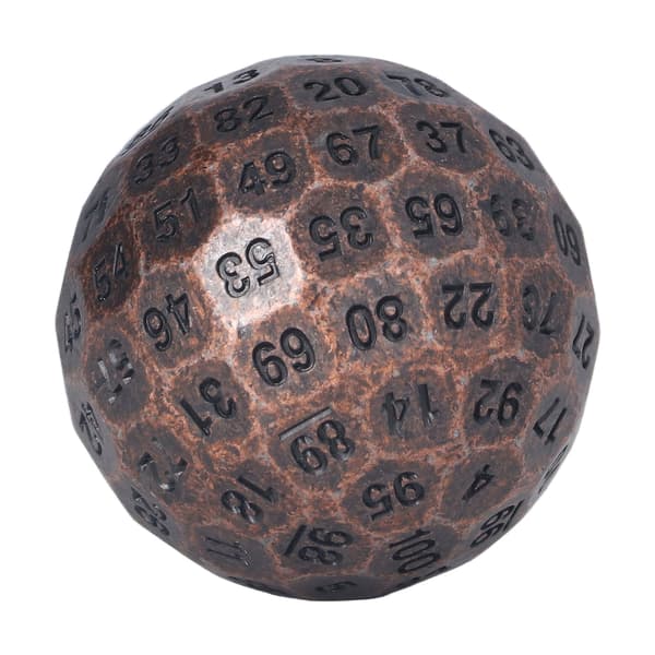 Polyhedral metalterninger udsøgte tunge 100-sidede rollespilsterniger til bordspil 2 tommer diameter rød kobber