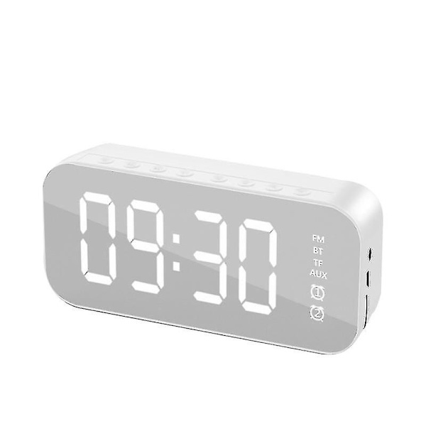 Multifunktionell LED digital väckarklocka och Bluetooth högtalare white